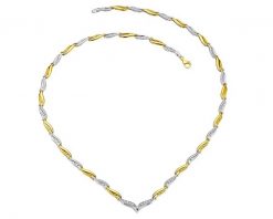 Naszyjnik z żółtego i białego złota z diamentami - 50 cm, - 0,10 ct - próba 375. Białe naszyjniki Apart, z diamentem, złote. Za 8,690.00 zł.