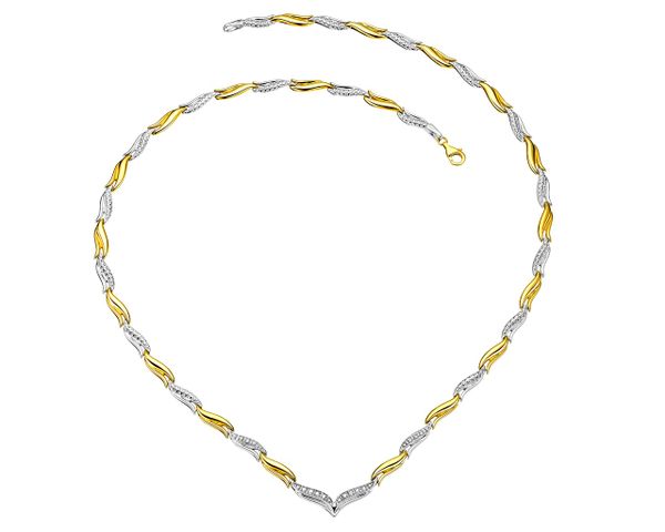 Naszyjnik z żółtego i białego złota z diamentami - 50 cm, - 0,10 ct - próba 375. Białe naszyjniki Apart, z diamentem, złote. Za 14,690.00 zł.