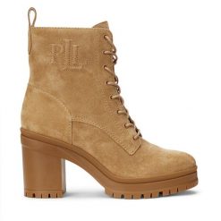 Botki LAUREN RALPH LAUREN. Brązowe botki Lauren Ralph Lauren, bez wzorów, bez obcasa, na słupku, bez zapięcia. Za 1,099.00 zł.