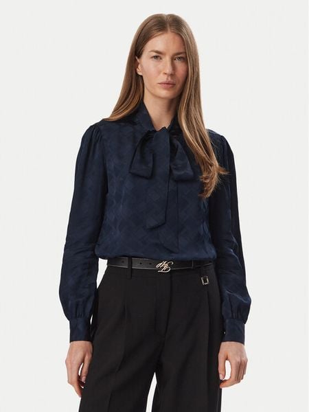 Tommy Hilfiger Bluzka WW0WW52238 Granatowy Regular Fit. Niebieskie bluzki TOMMY HILFIGER, bez wzorów, z wiskozy, bez kołnierzyka, bez ramiączek. Za 649.99 zł.