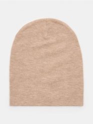 Cienka czapka beanie z wiskozą - beżowy. Brązowe czapki Sinsay, bez wzorów, z wiskozy. Za 9.99 zł.