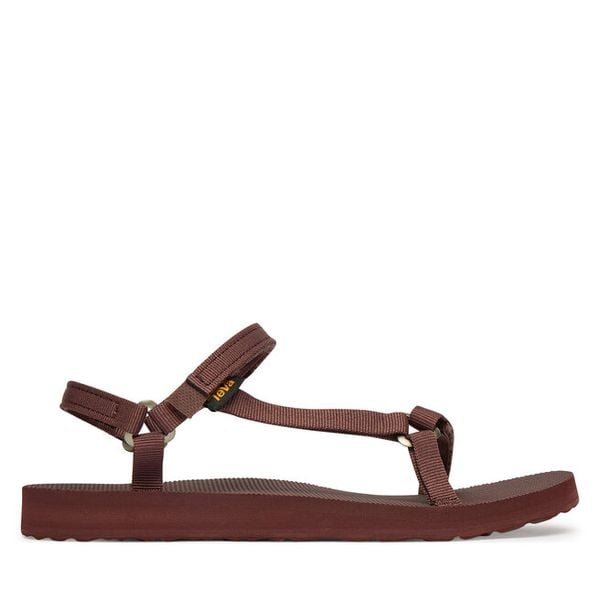 Sandały Teva. Czerwone sandały Teva, bez wzorów, bez obcasa, na płaskiej podeszwie, bez zapięcia. Za 299.99 zł.