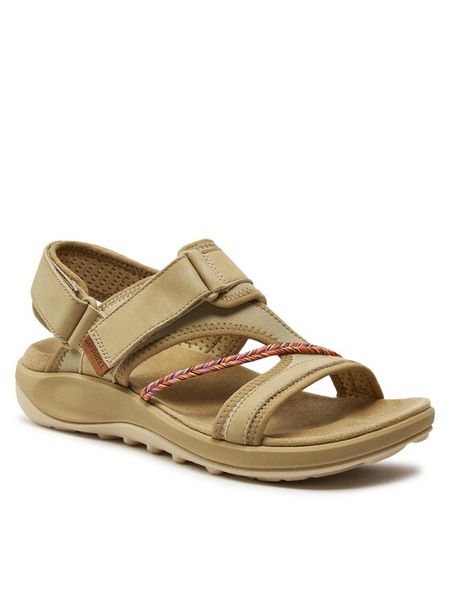 Merrell Sandały Terran 4 Backstrap J006746 Beżowy. Brązowe sandały Merrell, bez wzorów, ze skóry, bez obcasa, na płaskiej podeszwie, bez zapięcia. Za 399.99 zł.