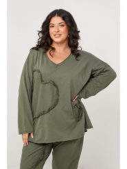 Curvy Lady Koszulka w kolorze khaki rozmiar: 48/50. Brązowe bluzki Curvy Lady, z aplikacjami, klasyczne, bez kołnierzyka, bez ramiączek. Za 191.88 zł.