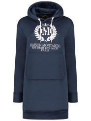 Maison Montaigne Sukienka dresowa "Giqueen" w kolorze granatowym rozmiar: M. Niebieskie sukienki Maison Montaigne, m, bez wzorów, z dresówki, bez kołnierzyka, bez ramiączek, mini. Za 86.99 zł.