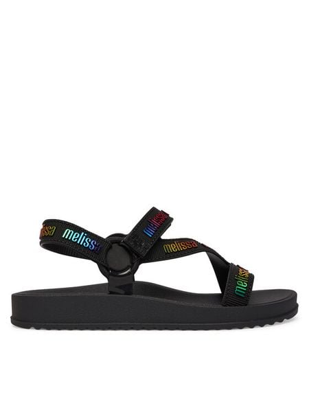 Melissa Sandały Stripes M Lover Ad 35963 Czarny. Czarne sandały Melissa, bez wzorów, z tworzywa sztucznego, bez obcasa, na płaskiej podeszwie, bez zapięcia. Za 173.99 zł.
