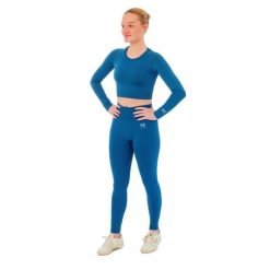 Damski zestaw sportowy Xtreme - legginsy sportowe + sportowy Croptop - Niebieski. Niebieskie legginsy XTREME SOCKSWEAR, l, bez wzorów, z materiału, z podwyższonym stanem, długie. Za 186.40 zł.
