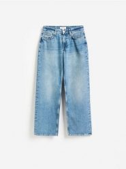 Jeansy wide leg - niebieski. Niebieskie jeansy Reserved, bez wzorów. Za 179.99 zł.