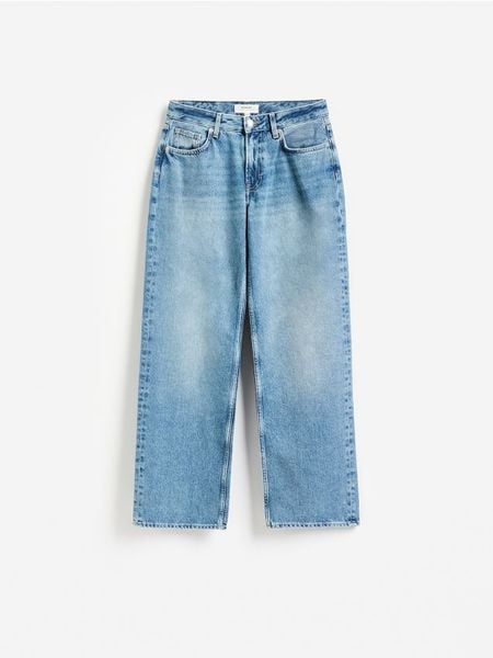 Jeansy wide leg - niebieski. Niebieskie jeansy Reserved, bez wzorów. Za 179.99 zł.