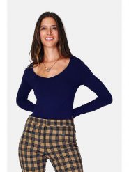 ASSUILI Koszulka w kolorze granatowym rozmiar: 42. Niebieskie bluzki Assuili, bez wzorów, z bawełny, klasyczne, bez kołnierzyka, bez ramiączek. Za 78.99 zł.