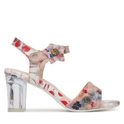 Sandały Laura Vita. Czerwone sandały Laura Vita, bez wzorów, bez obcasa, na słupku, bez zapięcia. Za 299.99 zł.