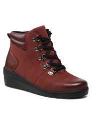 Go Soft Trzewiki WI23-WARUNA-03 Bordowy. Czerwone botki GO SOFT, bez wzorów, ze skóry, bez obcasa, na koturnie, bez zapięcia. Za 249.99 zł.