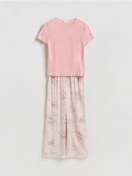 Dwuczęściowa piżama z wiskozą - brązowy. Brązowe piżamy Reserved, bez wzorów, z wiskozy, bez ramiączek. Za 139.99 zł.