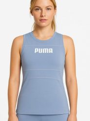 Puma Top sportowy w kolorze błękitnym rozmiar: M. Niebieskie koszulki sportowe Puma, bez wzorów, bez ramiączek, outdoorowe. Za 56.79 zł.