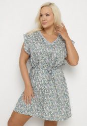 Niebieska Sukienka z Wiskozy w Kwiaty z Paskiem i Haftami Nelindia. Niebieskie sukienki Born2be, na co dzień, na lato, l, z aplikacjami, z wiskozy, eleganckie, bez kołnierzyka, bez ramiączek, mini. Za 44.99 zł.