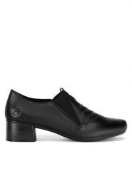 Rieker Półbuty 41657-00 Czarny. Czarne czółenka Rieker, bez wzorów, ze skóry, bez obcasa, na obcasie, bez zapięcia. Za 329.99 zł.