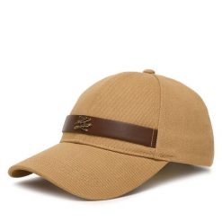 Czapka z daszkiem KARL LAGERFELD. Brązowe czapki KARL LAGERFELD, bez wzorów. Za 429.99 zł.