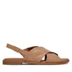 Sandały Lasocki. Brązowe sandały Lasocki, bez wzorów, bez obcasa, na płaskiej podeszwie, bez zapięcia. Za 149.99 zł.