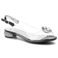 Sandały damskie Scaviola, transparentna cholewka o subtelnym wykończeniu dekoracyjny kryształ na podbiciu regulowane zapięcie, czarne, G-15. Czarne sandały Sca'viola, z aplikacjami, bez obcasa, na obcasie, bez zapięcia. Za 299.00 zł.