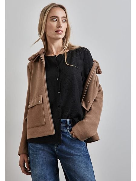 Street One Bluzka w kolorze czarnym rozmiar: 36. Czarne bluzki Street One, bez wzorów, street, bez kołnierzyka, bez ramiączek. Za 96.14 zł.