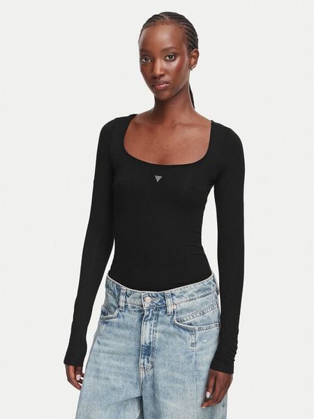 Guess Body W6YP21 K4356 Czarny Slim Fit. Czarne body Guess, s, z aplikacjami, z wiskozy. Za 214.99 zł.