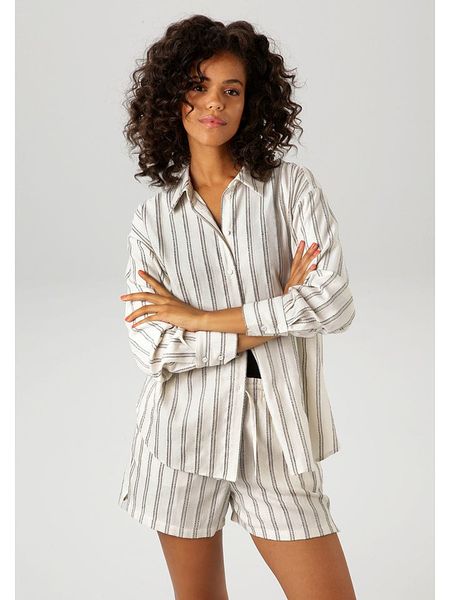 Aniston Koszula w kolorze szaro-kremowym rozmiar: 48. Brązowe koszule Aniston, bez wzorów, bez kołnierzyka, bez ramiączek. Za 48.05 zł.