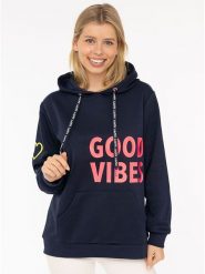 Zwillingsherz Bluza "Good Vibes 2.0" w kolorze granatowym rozmiar: L/XL. Niebieskie bluzy Zwillingsherz, l, bez wzorów, z kapturem. Za 193.95 zł.