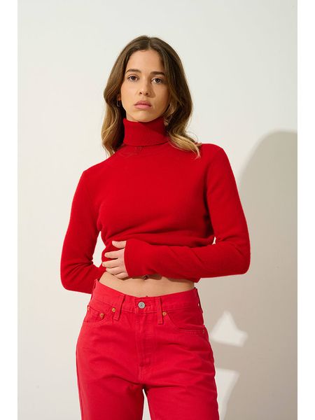 AUTHENTIC CASHMERE Kaszmirowy golf "Bise" w kolorze czerwonym rozmiar: M. Czerwone golfy AUTHENTIC CASHMERE, m, bez wzorów, z kaszmiru, bez ramiączek. Za 342.91 zł.