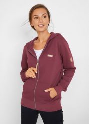 Bluza rozpinana z kapturem, z czystej bawełny. Czerwone bluzy bonprix, bez wzorów, z bawełny, z kapturem. Za 129.99 zł.