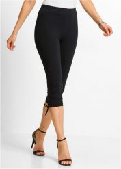 Legginsy rybaczki z bawełny organicznej. Czarne legginsy bonprix, bez wzorów, z bawełny. Za 54.99 zł.