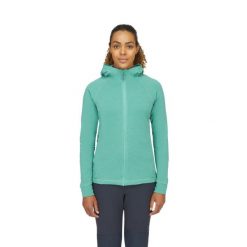 Bluza z kapturem damska Rab Nexus Hoody rozpinana. Zielone bluzy RAB, bez wzorów, z kapturem. Za 314.99 zł.