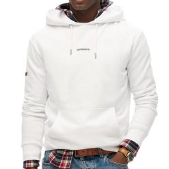 Jednokolorowa bluza z kapturem damska Superdry. Białe bluzy Superdry, s, bez wzorów, z materiału, z kapturem. Za 318.75 zł.
