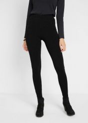 Legginsy (2 pary). Czarne legginsy bonprix, bez wzorów, długie. Za 92.99 zł.