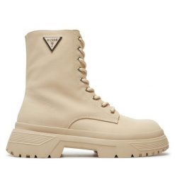 Botki Guess. Brązowe botki Guess, z aplikacjami, bez obcasa, na płaskiej podeszwie, bez zapięcia. Za 799.99 zł.