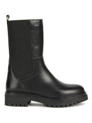 Geox Skórzane botki "Iridea" w kolorze czarnym rozmiar: 39. Czarne botki Geox, bez wzorów, z gumy, bez obcasa, bez zapięcia. Za 486.95 zł.