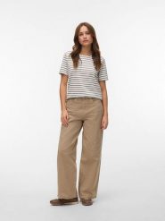 Vero Moda Bluzka w kolorze brązowo-białym rozmiar: XS. Białe bluzki Vero Moda, xs, bez wzorów, bez kołnierzyka, bez ramiączek. Za 60.99 zł.