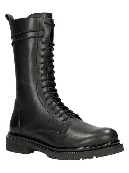 Wojas Skórzane botki w kolorze czarnym rozmiar: 40. Czarne botki Wojas, bez wzorów, bez obcasa, bez zapięcia. Za 393.45 zł.