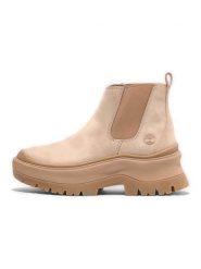 Timberland Skórzane sztyblety "Roxie Lane" w kolorze beżowym rozmiar: 39,5. Brązowe botki Timberland, bez wzorów, bez obcasa, bez zapięcia. Za 503.95 zł.