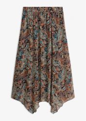 Spódnica szyfonowa z asymetrycznym dołem. Czarne spódnice bonprix, bez wzorów, z szyfonu, eleganckie, asymetryczne. Za 139.99 zł.