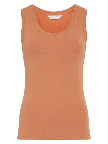 MOSS COPENHAGEN Top w kolorze karmelowym rozmiar: S/M. Brązowe topy Moss Copenhagen, m, bez wzorów, bez kołnierzyka, bez ramiączek. Za 95.95 zł.