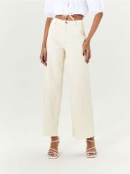 Jeansy culotte z surowym wykończeniem nogawek - kremowy. Białe jeansy Sinsay, l, bez wzorów. Za 59.99 zł.