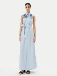 KARL LAGERFELD Sukienka letnia A2W13004 Błękitny Regular Fit. Niebieskie sukienki KARL LAGERFELD, na lato, bez wzorów, z bawełny, bez kołnierzyka, bez ramiączek. Za 919.99 zł.