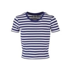 T-shirt Damski W Paski Krótka. Białe t-shirty Urban Classics, xl, bez wzorów, bez kołnierzyka, bez ramiączek. Za 64.99 zł.