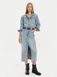 Levi's® Sukienka jeansowa Western 0002Q-0000 Niebieski Regular Fit. Niebieskie sukienki s, bez wzorów, z bawełny, bez kołnierzyka, bez ramiączek. Za 489.99 zł.