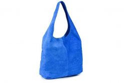 Shopperka chabrowa skórzana N88. Niebieskie shopper bez wzorów, z materiału, na ramię, zamszowe, bez dodatków. Za 263.99 zł.