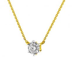 Naszyjnik z żółtego złota z brylantem - 0,14 ct - próba 585. Żółte naszyjniki Apart, z brylantem, złote. Za 3,690.00 zł.