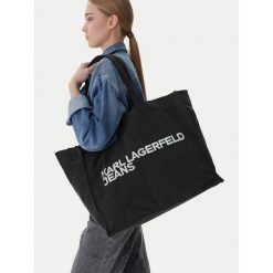 Torebka Karl Lagerfeld Jeans. Czarne shopper Karl Lagerfeld Jeans, bez wzorów, z jeansu, bez dodatków. Za 259.99 zł.