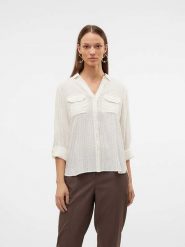 Vero Moda Bluzka w kolorze złoto-białym rozmiar: L. Białe bluzki Vero Moda, l, bez wzorów, bez kołnierzyka, bez ramiączek. Za 48.39 zł.
