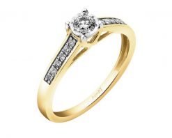 Pierścionek z żółtego złota z brylantami - 0,24 ct - próba 585. Żółte pierścionki Apart, z brylantem, złote. Za 3,990.00 zł.