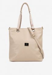 Beżowa Torebka Typu Shopperka Ozdobiona Metalicznymi Aplikacjami Gonevia. Brązowe shopper Renee, z aplikacjami, małe, bez dodatków. Za 99.99 zł.
